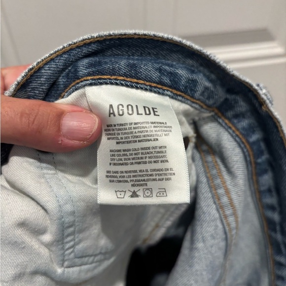 Agolde Mia Jeans Distressed High-Rise Straight Leg Denim Size 28 - Picture 5 of 8